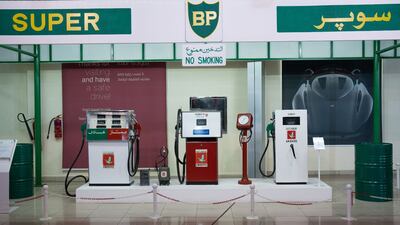 Vintage fuel pumps are also display at the festival