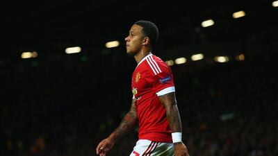 Memphis Depay of Manchester United shown during Tuesday night's Champions League play-off first leg win against Club Brugge at Old Trafford. Alex Livesey / Getty Images / August 18, 2015