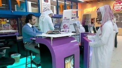 Kingdom Holding and Batelco scrapped plans to buy Zain's 25 per cent stake in Zain Saudi Arabia. Above, a Zain information kiosk in Riyadh. Waseem Obaidi for The National