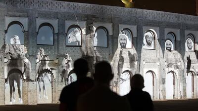 A light display is projected on to the walls at the Qasr Al Hosn Festival, telling the story of the emirate and the fort itself. Delores Johnson / The National