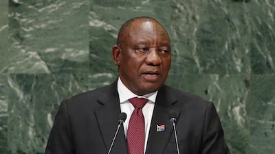 South African President Matamela Cyril Ramaphosa addresses the General Debate of the General Assembly of the United Nations at United Nations Headquarters. EPA