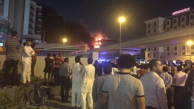 As Civil Defence crews from four fire stations fought to contain the blaze, a loud bang was heard from the building. Photo courtesy @sandierpastures via Twitter