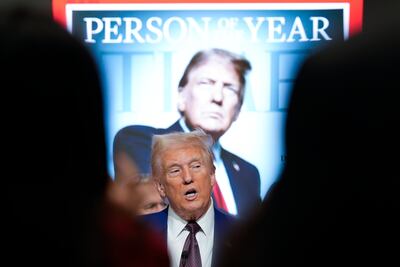 President-elect Donald Trump speaks during a Time magazine Person of the Year event at the New York Stock Exchange, in New York, on December 12. AP