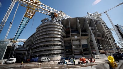 Renovation works at Real Madrid's Santiago Bernabeu Stadium in Madrid, Spain, on September 10, 2021. EPA