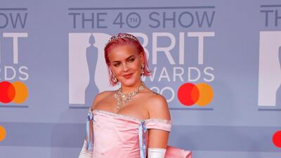 Anne-Marie arrives at the Brit Awards 2020 at The O2 Arena on Tuesday, February 18, 2020 in London, England. AFP