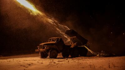 Ukrainian forces fire rockets towards Russian troops, near the town of Chasiv Yar in Donetsk region, Ukraine. Reuters