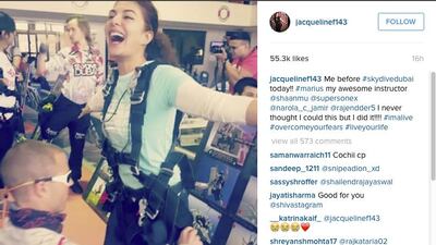 A screen Shot from Jacqueline Fernandez's Instagram