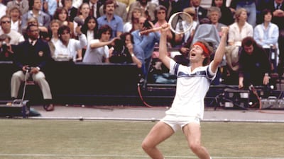 John MacEnroe after beating John Borg 4-6, 7-6, 6-4 at Wimbledon in 1981. AFP