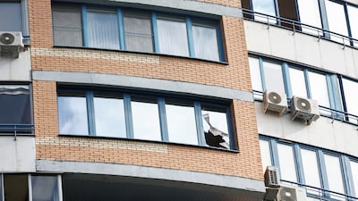 A broken window following the reported drone attack. Reuters