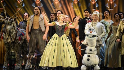 Stephanie McKeon performs with the cast of "Frozen" at the awards. Getty Images