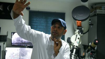 Nezar Sallam, head of the Emirates Astronomical Observatory, gives a detailed explanation on the moon sighting process for Ramadan at his observatory in Al Shahama, Abu Dhabi. All photos: Khushnum Bhandari / The National