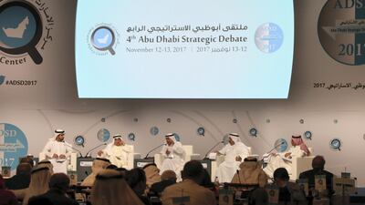 Panelists at the Fourth Abu Dhabi Strategic Debate, which discussed US foreign policy. Navin Khianey for The National