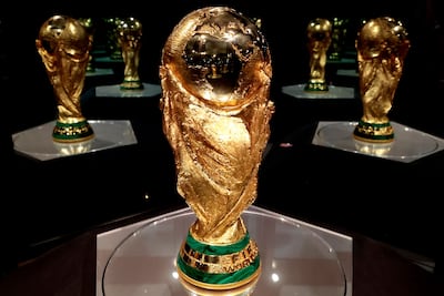 A Fifa World Cup trophy is displayed at the Akron Stadium, where it arrived as the second part of its tour in Zapopan, Mexico on February 28, 2026. AFP