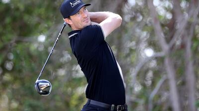 Sebastian Heisele tees off on the fifth hole on the final day of the Abu Dhabi HSBC Championship presented by EGA. Chris Whiteoak / The National