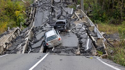 A destroyed bridge in Kupiansk in 2022. Getty Images