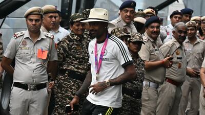 The Indian team returned home after being stuck in Barbados since Saturday due to hurricane. AFP