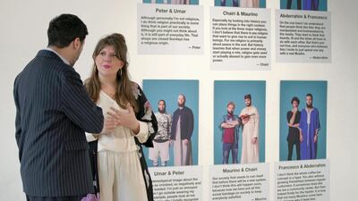 Founder of the Hipster/Muslim Project Shirin Mirachor at the exhibition at Nasab Dubai. Courtesy: Nasab Dubai
