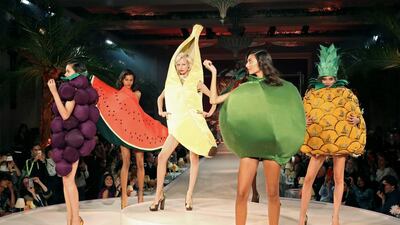 Models at a catwalk show during London Fashion Week in London last year. Neil Hall / Reuters