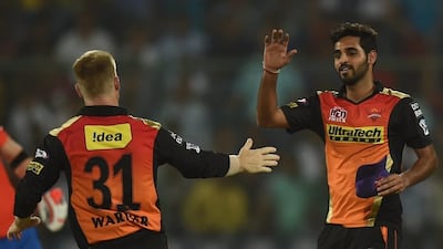 Bhuvneshwar Kumar leads a strong Indian pace attack at Hyderabad. AFP