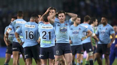 Bernard Foley of Australia and the New South Wales Waratahs reacts after losing to the Otago Highlanders in the Super Rugby semi-finals on Saturday. Rick Rycroft / AP / June 27, 2015