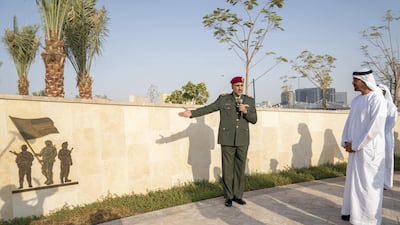 Sheikh Mohamed bin Zayed inaugurates the Presidential Guard Martyrs Park at Mahwi Military Camp.
