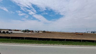 Earth-moving machinery clear land on the new Honda EV battery plant in Fayette County, Ohio. Photo: Stephen Starr