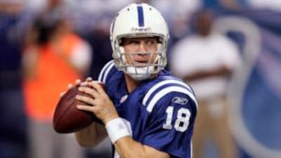 The Indianapolis Colts quarterback Peyton Manning drops back to pass during a pre-season game against the Philadelphia Eagles.