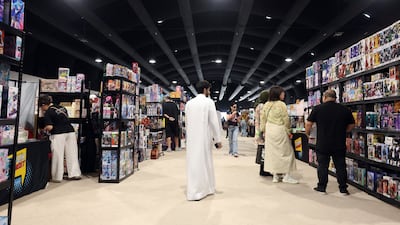 Visitors attend Sandstorm Comics Presents Playgrounds a pop culture and comic festival. Manarat Al Saadiyat, Abu Dhabi. Chris Whiteoak / The National