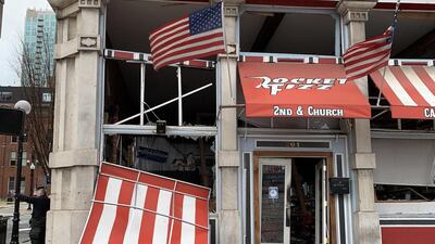 Damage is seen on a street after an explosion in Nashville. Nashville Fire Department via AFP
