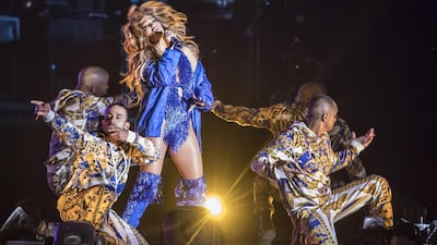 Jennifer Lopez performs on stage during her concert in the northern Egyptian coast town of El Alamein on August 9, 2019. AFP