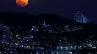 A view of the moon in the sky over Guadalajara, Jalisco, Mexico. EPA