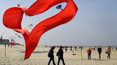 Spectators and aficionados gather for the 35th International Kite Meeting at Berck-sur-Mer in the Pas-de-Calais, France. AFP