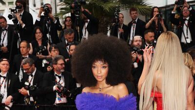 Matching the volume of her hair, Ophely Mezino looks glamorous in blue tulle. Getty Images