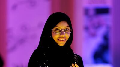 Shayma Al Maghairy from Oman before the start of her sand art performance. Pawan Singh / The National. “Since I was 3 years old, I have been drawing and when I was 12, I saw sand art on the internet and I wanted to do it,� she explains.