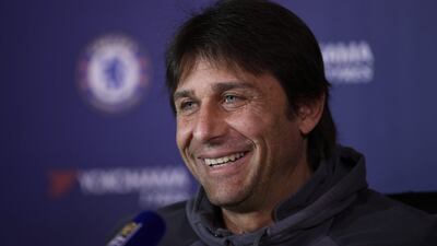 Antonio Conte addresses the media ahead of Chelsea's Premier League match with West Ham United on Monday. Tony O'Brien / Reuters