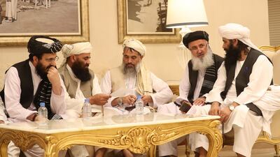 Members of Afghan delegations gather on the second day of the Intra-Afghan Dialogue talks in the Qatari capital Doha on Monday, July 8, 2019. AFP