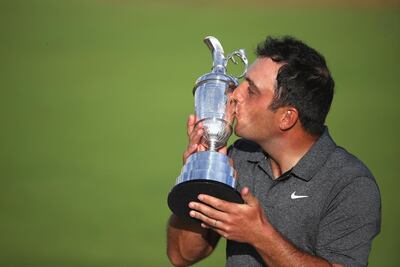 Francesco Molinari with the Claret Jug after winning the 147th Open Championship. Getty Images
