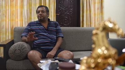 Aravind Venkataraman speaks about idol smuggling at his residence in Chennai. Art theft is big business all over India. But the richest pickings are in the state of Tamil Nadu, where centuries-old religious artefacts with huge potential sale values in the West lie largely unprotected in out-of-the-way rural temples. / AFP PHOTO / Arun SANKAR /