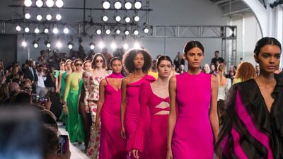 Month of September. Models walk the runway at the Christian Siriano fashion show as part of NYFW Spring/Summer 2018 on Saturday, Sept. 9, 2017 in New York. (Photo by Charles Sykes/Invision/AP)