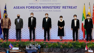 Asean foreign ministers at their meeting in Phnom Penh, Cambodia. AP