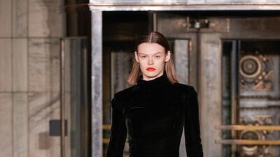 Feathers at the Oscar De La Renta show during New York Fashion Week