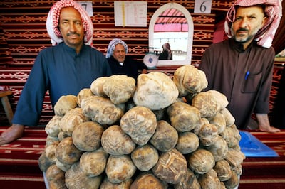 Kuwaiti vendors sell truffles at a market in Al Rai, northwest of Kuwait City. AFP