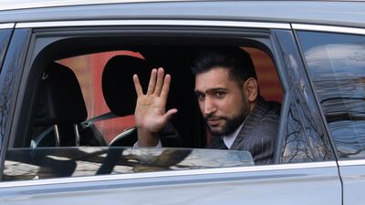 Amir Khan outside Snaresbrook Crown Court, London, where four men are on trial for allegedly robbing him. PA