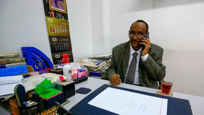 Sudanese lawyer Moaz Hadra is a representative of the indictment committee in the trial of the former president Omar Al Bashir. AFP