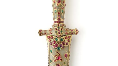 A jewelled jade dagger from the Mughal era. Prudence Cuming Associates