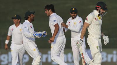 Pakistan seamer Mir Hamza, centre, is also back in the Test team. AP