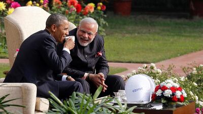 Barack Obama and Narendra Modi in New Delhi in 2015. Jim Bourg / Reuters
