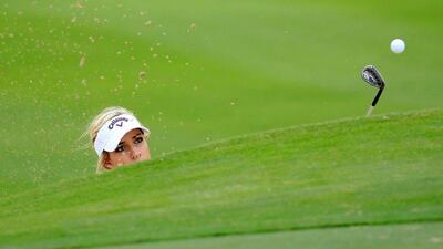 Paige Spiranac shown during the practice round ahead of the Omega Dubai Ladies Masters on Monday. David Cannon / Getty Images / December 7, 2015