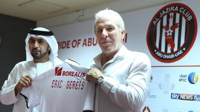 Eric Gerets, right, was introduced as the new coach for Al Jazira on Thursday, May 22, 2014, in Abu Dhabi. DELORES JOHNSON / The National