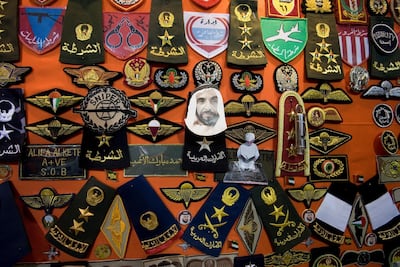 A set of badges at Technical Scissors store in Abu Dhabi. Jaime Puebla / The National